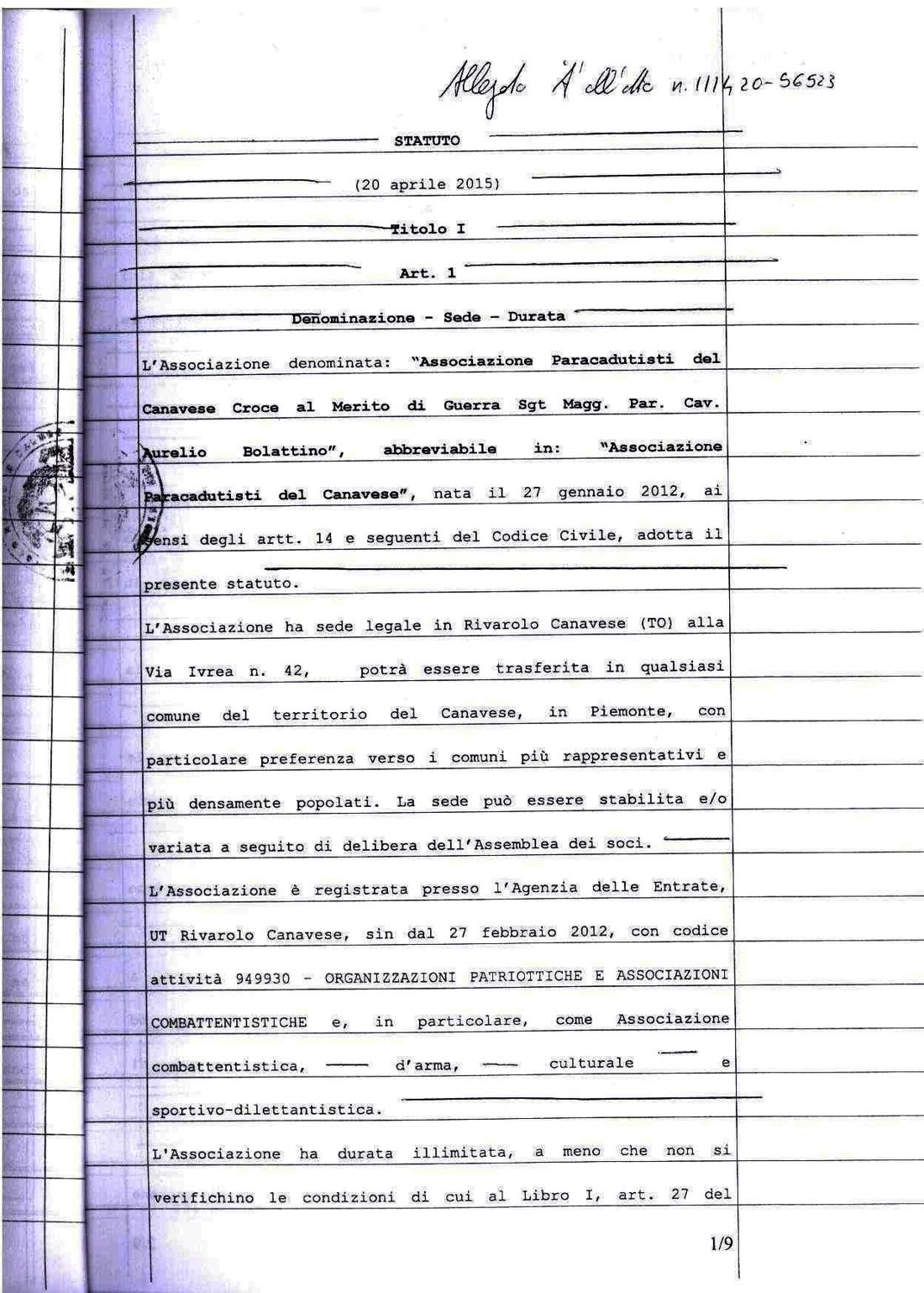 Statuto APC pagina 1